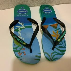 NWOT Havaianas Women's Top Postcard Print Flip Flops Sandal Size 11/12 Women's